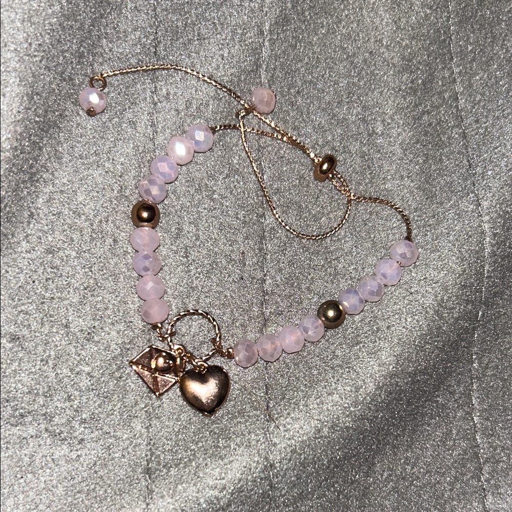 Avon Pink and Gold Beaded Bracelet